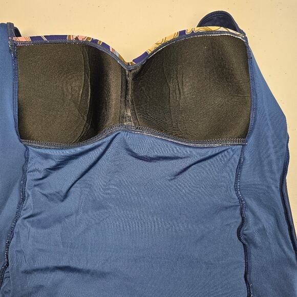 Romenza Targo One Piece Navy + Floral Bandeau Swimsuit Size 6-8* *READ - Picture 6 of 13